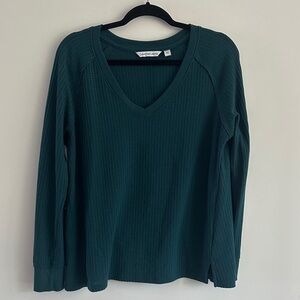 Calvin Klein Jeans Deep Green V-Neck Long Sleeve Top